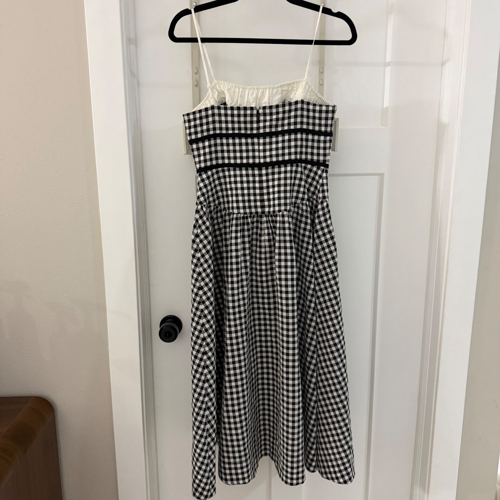 For Love & Lemons Georgia Gingham Midi Dress Black White Size S NWOT Cottagecore - Picture 4 of 5